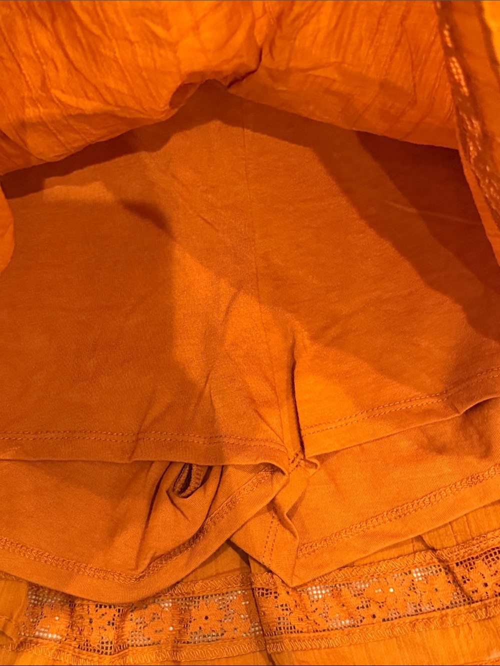 NWT wild fable Cotton Tiered Lace-Trim Mini Skirt in Burnt Orange - Picture 3 of 10